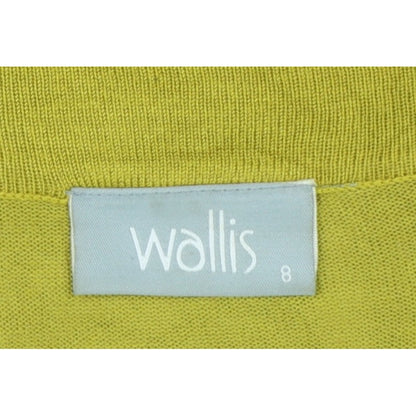Wallis Women Yellow Size 8 Fine Knit Button Cowl Neck Pullover