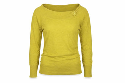 Wallis Women Yellow Size 8 Fine Knit Button Cowl Neck Pullover