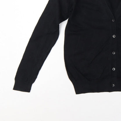 UNIQLO Women Black XS Cotton V-Neck Button Knit Cardigan