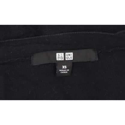 UNIQLO Women Black XS Cotton V-Neck Button Knit Cardigan