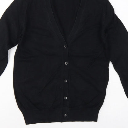 UNIQLO Women Black XS Cotton V-Neck Button Knit Cardigan