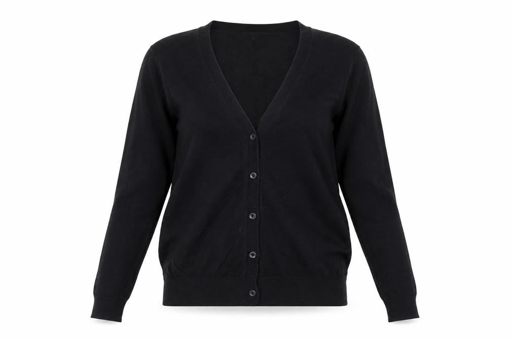UNIQLO Women Black XS Cotton V-Neck Button Knit Cardigan