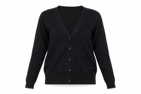 UNIQLO Women Black XS Cotton V-Neck Button Knit Cardigan