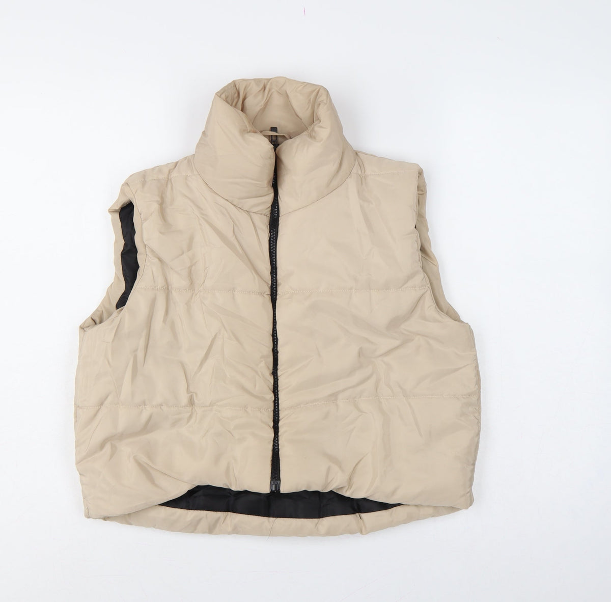 I Saw It First Women Beige UK 12 Puffer Quilted Zip Gilet Waistcoat