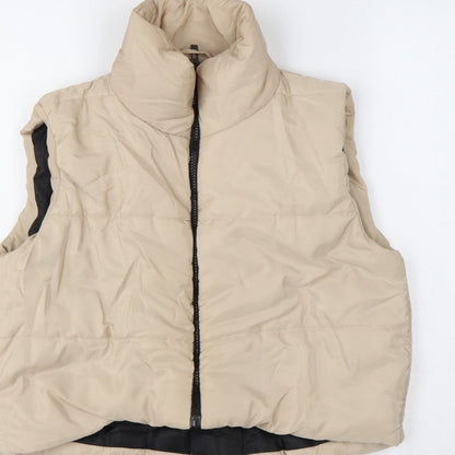 I Saw It First Women Beige UK 12 Puffer Quilted Zip Gilet Waistcoat
