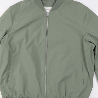Marks and Spencer Men's Green XL Bomber Jacket Full Zip Lined