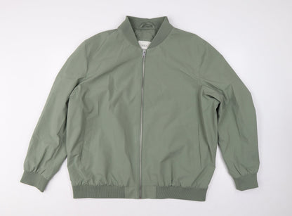 Marks and Spencer Men's Green XL Bomber Jacket Full Zip Lined