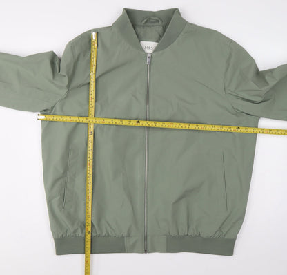 Marks and Spencer Men's Green XL Bomber Jacket Full Zip Lined