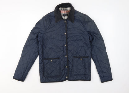 Topshop Women’s Blue UK 10 Quilted Jacket Corduroy Collar