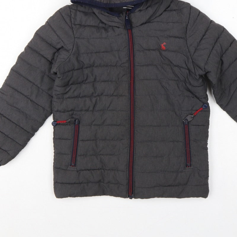 Joules Boys Grey 6 Years Cairn Hooded Puffer Jacket Showerproof