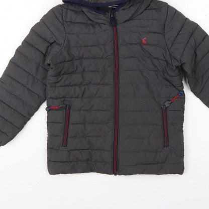 Joules Boys Grey 6 Years Cairn Hooded Puffer Jacket Showerproof