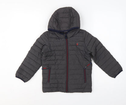 Joules Boys Grey 6 Years Cairn Hooded Puffer Jacket Showerproof