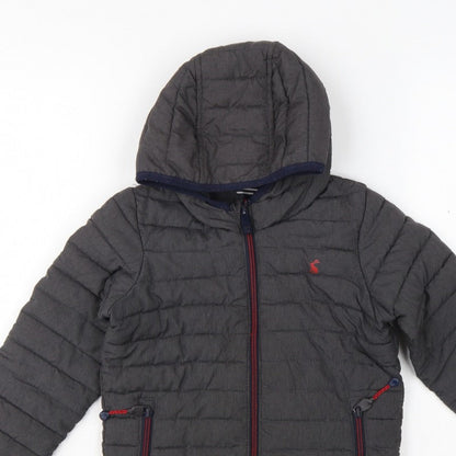 Joules Boys Grey 6 Years Cairn Hooded Puffer Jacket Showerproof