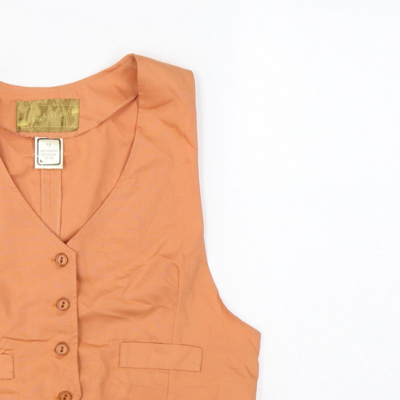 Mouch of Luxury Women's Orange Size 12 Basic Sleeveless V-Neck Waistcoat