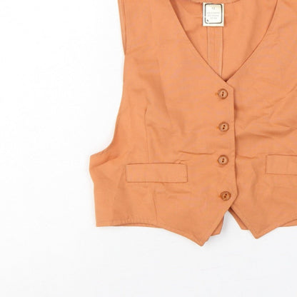 Mouch of Luxury Women's Orange Size 12 Basic Sleeveless V-Neck Waistcoat