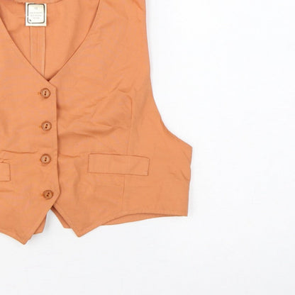 Mouch of Luxury Women's Orange Size 12 Basic Sleeveless V-Neck Waistcoat