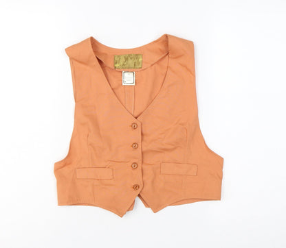 Mouch of Luxury Women's Orange Size 12 Basic Sleeveless V-Neck Waistcoat