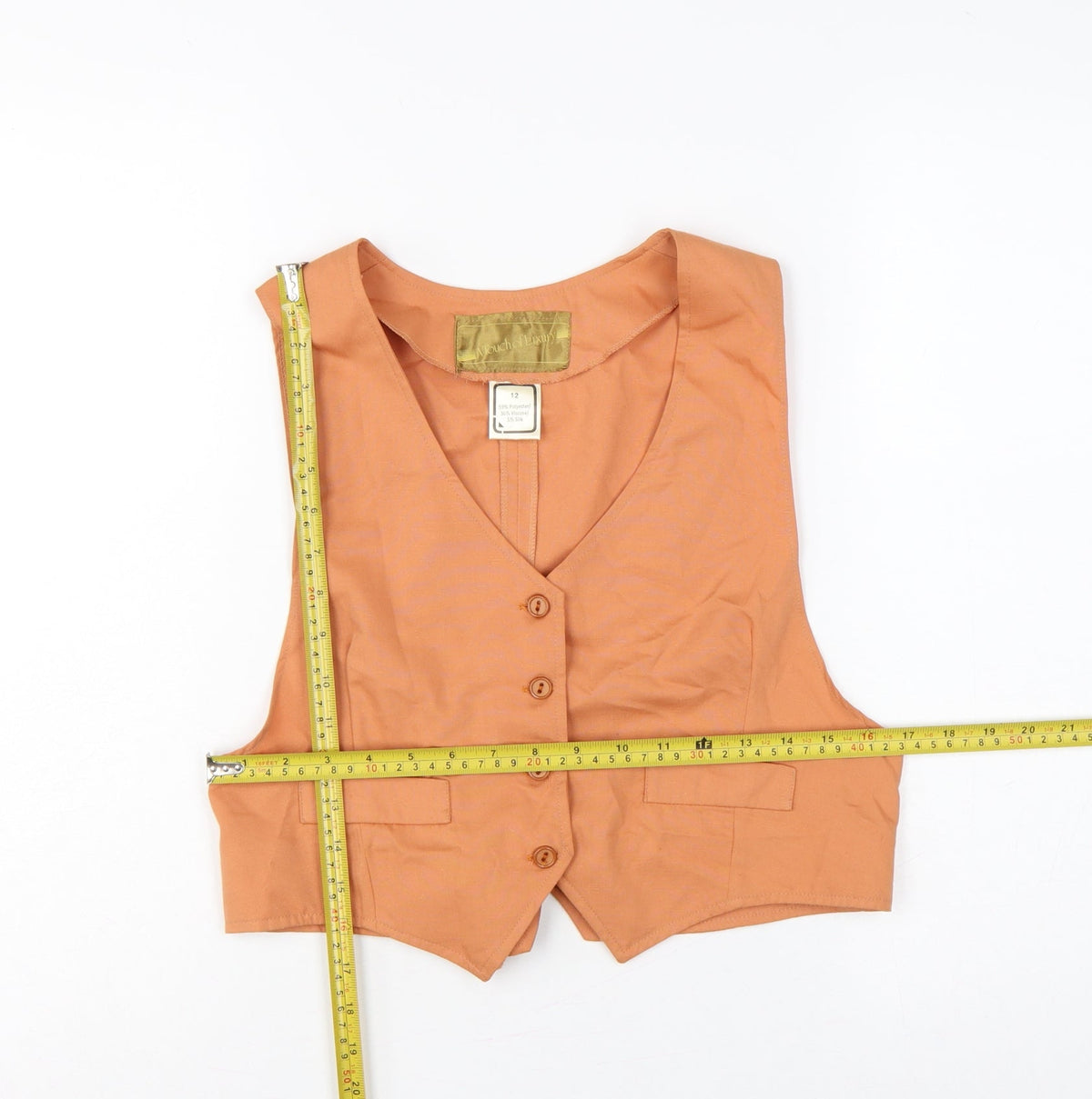 Mouch of Luxury Women's Orange Size 12 Basic Sleeveless V-Neck Waistcoat