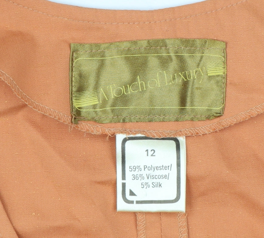 Mouch of Luxury Women's Orange Size 12 Basic Sleeveless V-Neck Waistcoat