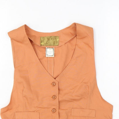 Mouch of Luxury Women's Orange Size 12 Basic Sleeveless V-Neck Waistcoat