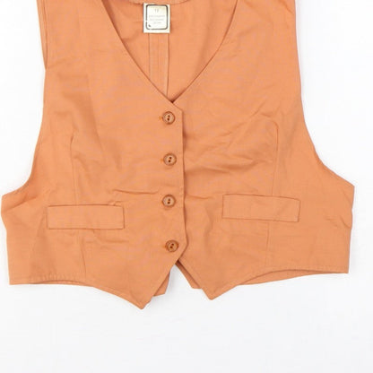 Mouch of Luxury Women's Orange Size 12 Basic Sleeveless V-Neck Waistcoat