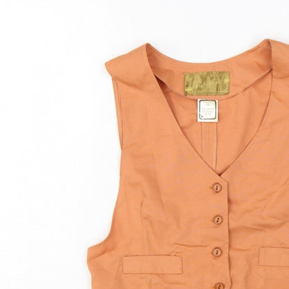 Mouch of Luxury Women's Orange Size 12 Basic Sleeveless V-Neck Waistcoat