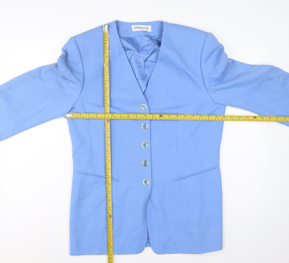 Bianca Women’s Blue UK 12 Long Tailored 5 Button Blazer