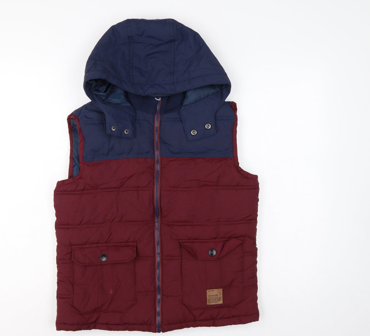 Sonneti Boys Burgundy Navy 12-13 Years Hooded Padded Puffer Gilet