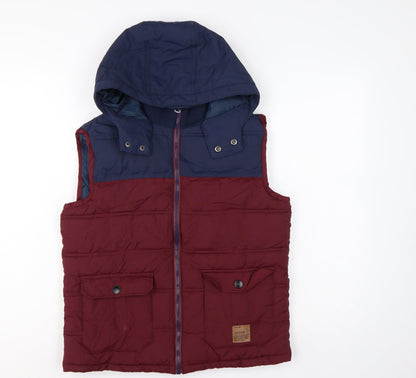 Sonneti Boys Burgundy Navy 12-13 Years Hooded Padded Puffer Gilet