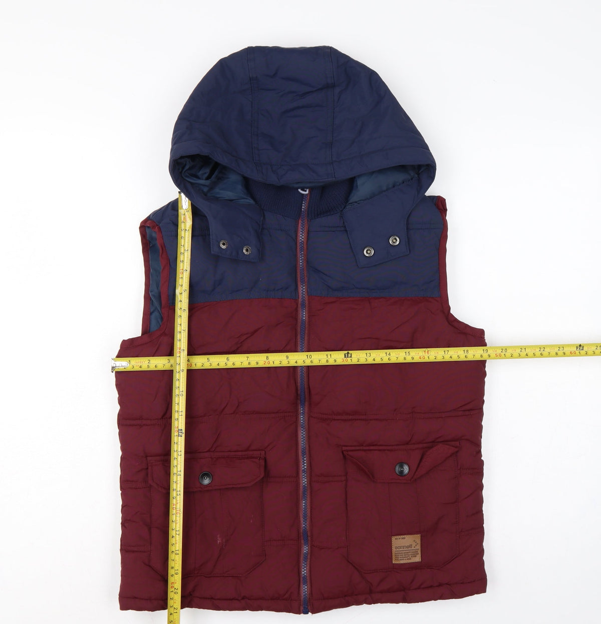 Sonneti Boys Burgundy Navy 12-13 Years Hooded Padded Puffer Gilet