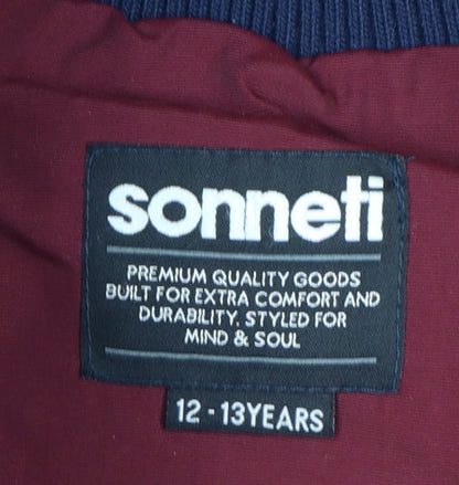 Sonneti Boys Burgundy Navy 12-13 Years Hooded Padded Puffer Gilet