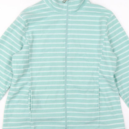 Anne de Lançay Women Green M Striped Fleece Full Zip Jacket