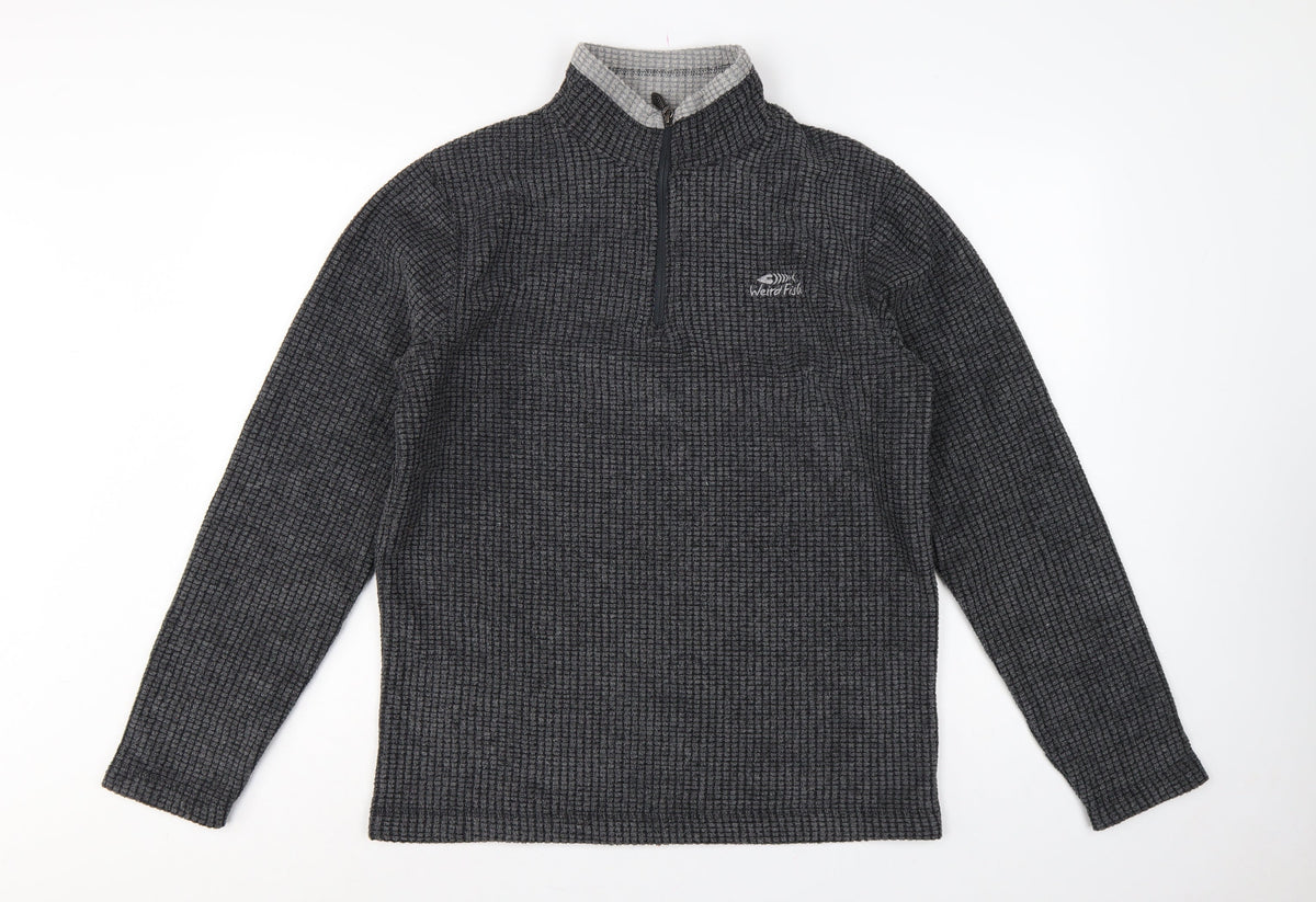 Weird Fish Men's Grey M 1/4 Zip High Neck Fleece Sweatshirt