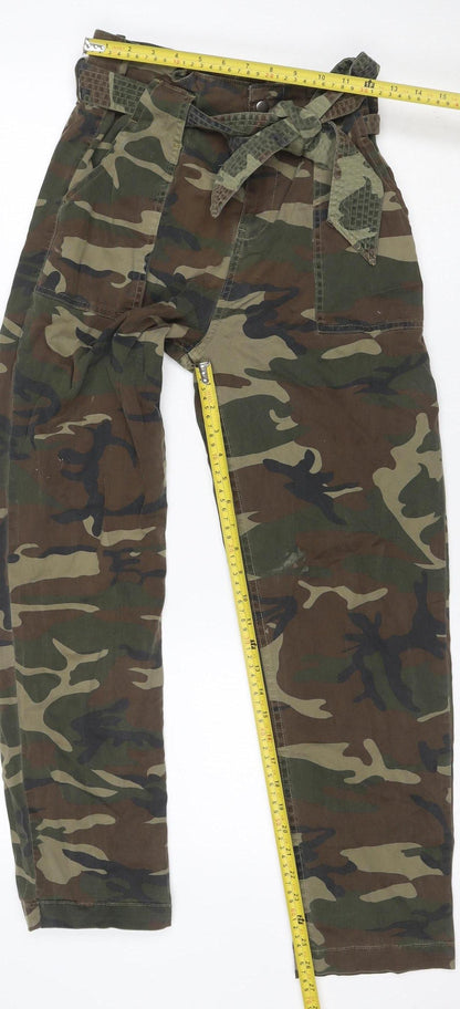 Topshop Women’s Camo Cargo Trousers UK 8 Cotton Low Rise