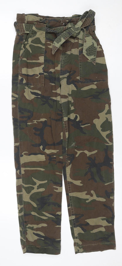 Topshop Women’s Camo Cargo Trousers UK 8 Cotton Low Rise