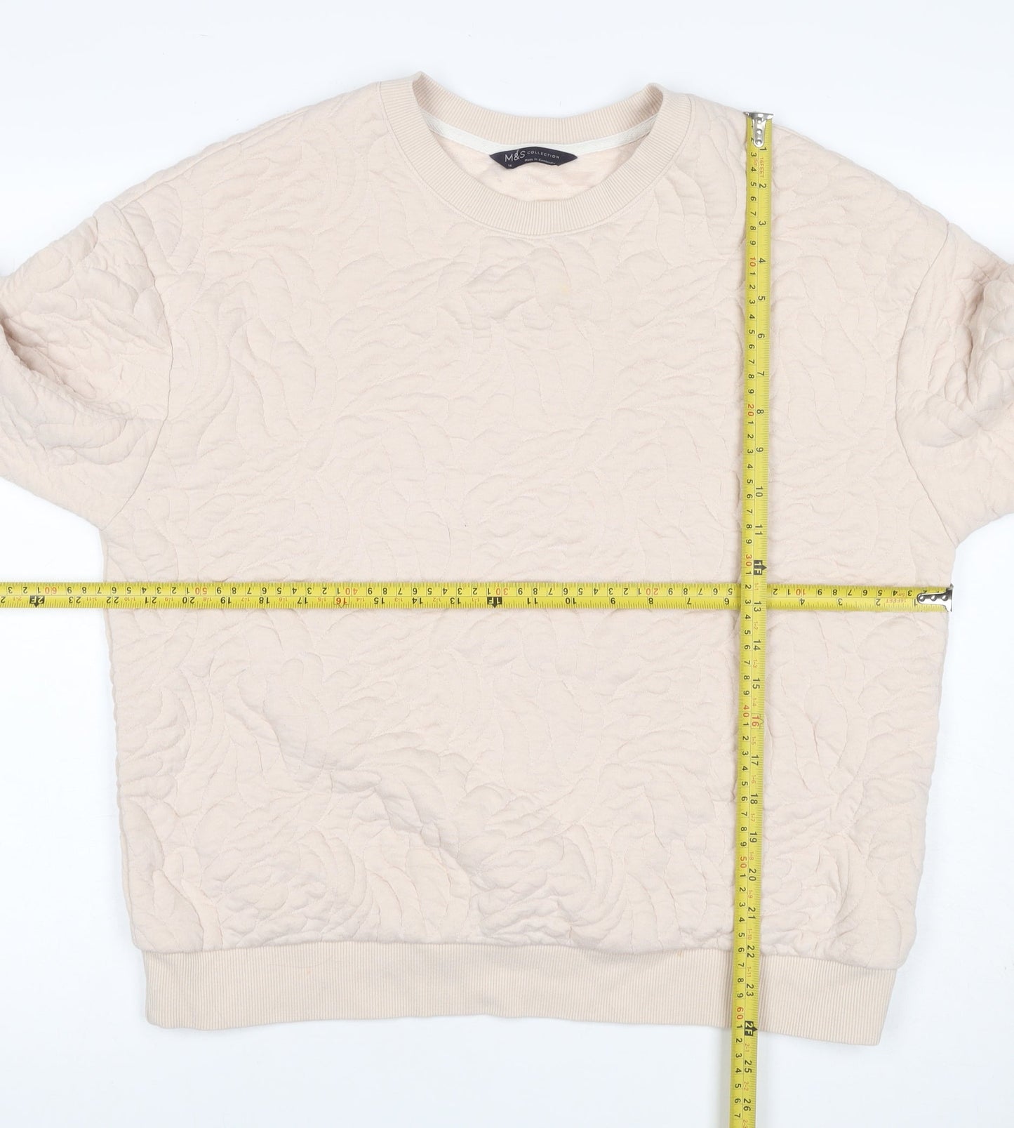 Marks and Spencer Women’s Ivory Quilted Floral Sweatshirt UK 14