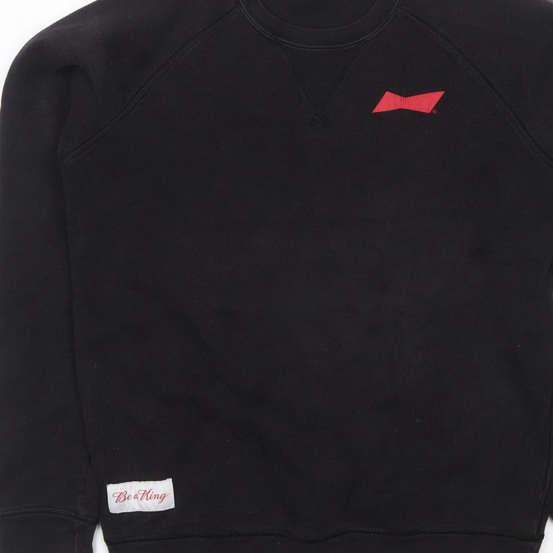 Be a King Men’s Black M Graphic Print Crew Neck Pullover Sweatshirt