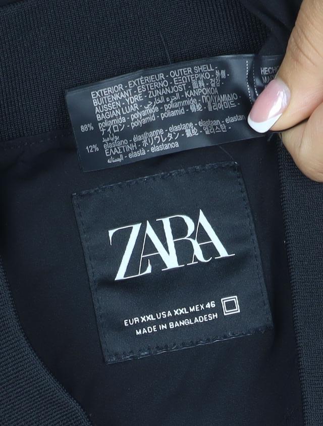 Zara Men Black XL Bomber Jacket Full Zip Lightweight Pockets