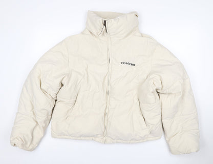 Bershka Women Ivory L Puffer Jacket Full Zip Padded