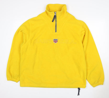 GANT Women Yellow S 1/4 Zip Fleece Pullover Sweatshirt