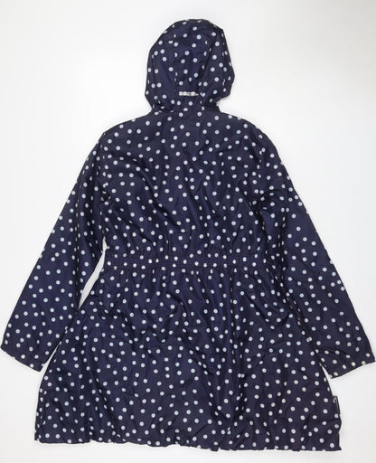 Mountain Warehouse Girls Navy Polka Dot Hooded Rain Coat Age 7