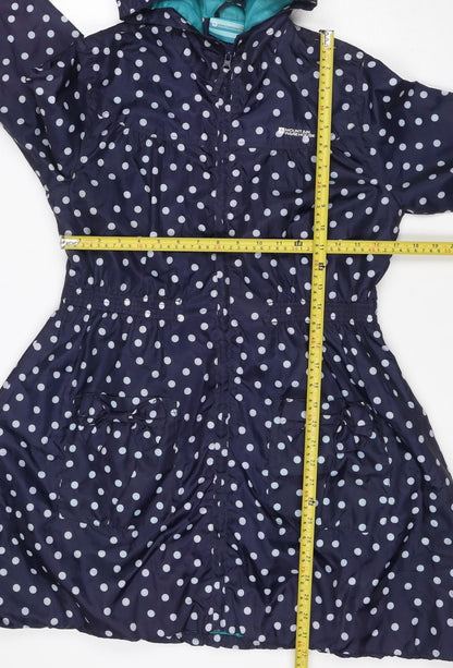 Mountain Warehouse Girls Navy Polka Dot Hooded Rain Coat Age 7
