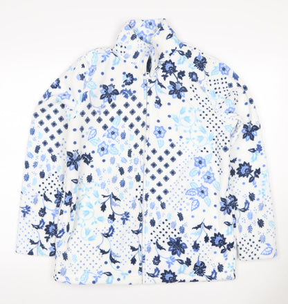 Atlas For Women Women's Blue Floral Fleece Basic Jacket UK 10 Zip