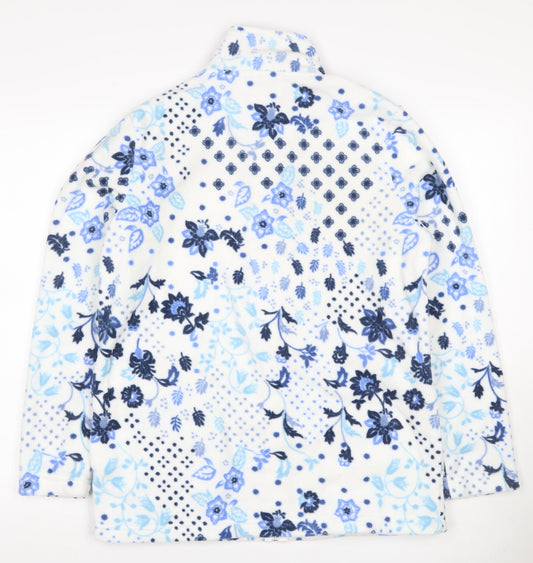 Atlas For Women Women's Blue Floral Fleece Basic Jacket UK 10 Zip