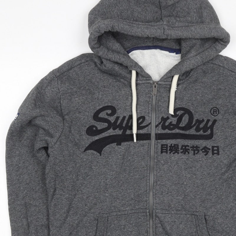 Superdry Men’s Grey L Full Zip Embroidered Logo Hoodie