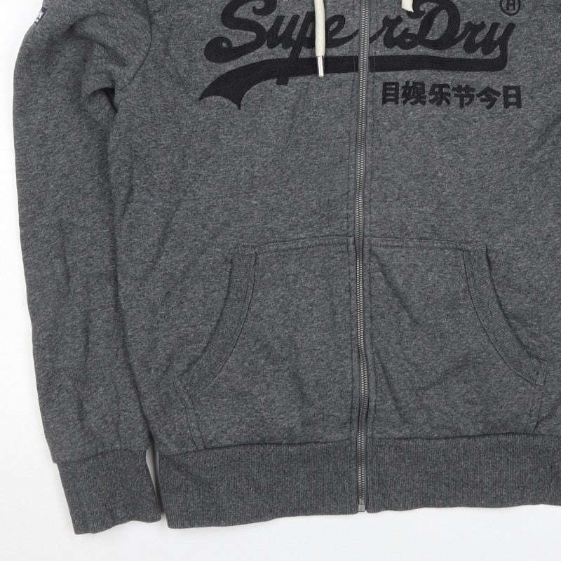 Superdry Men’s Grey L Full Zip Embroidered Logo Hoodie