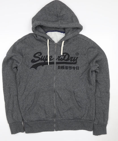 Superdry Men’s Grey L Full Zip Embroidered Logo Hoodie