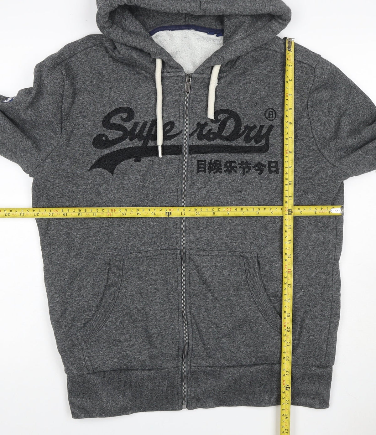 Superdry Men’s Grey L Full Zip Embroidered Logo Hoodie