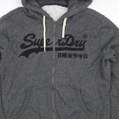 Superdry Men’s Grey L Full Zip Embroidered Logo Hoodie