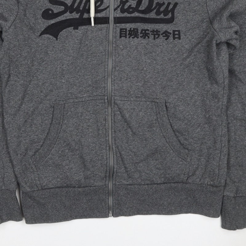 Superdry Men’s Grey L Full Zip Embroidered Logo Hoodie